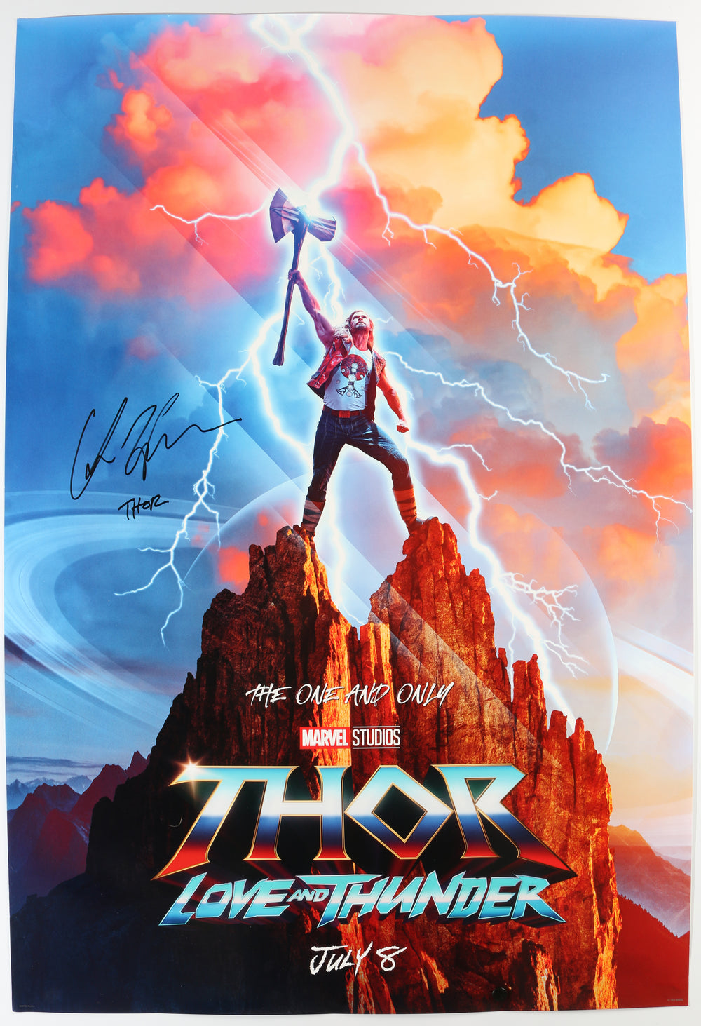 Chris Hemsworth as Thor in Thor: Love & Thunder Signed 27x40 Poster with Character Name
