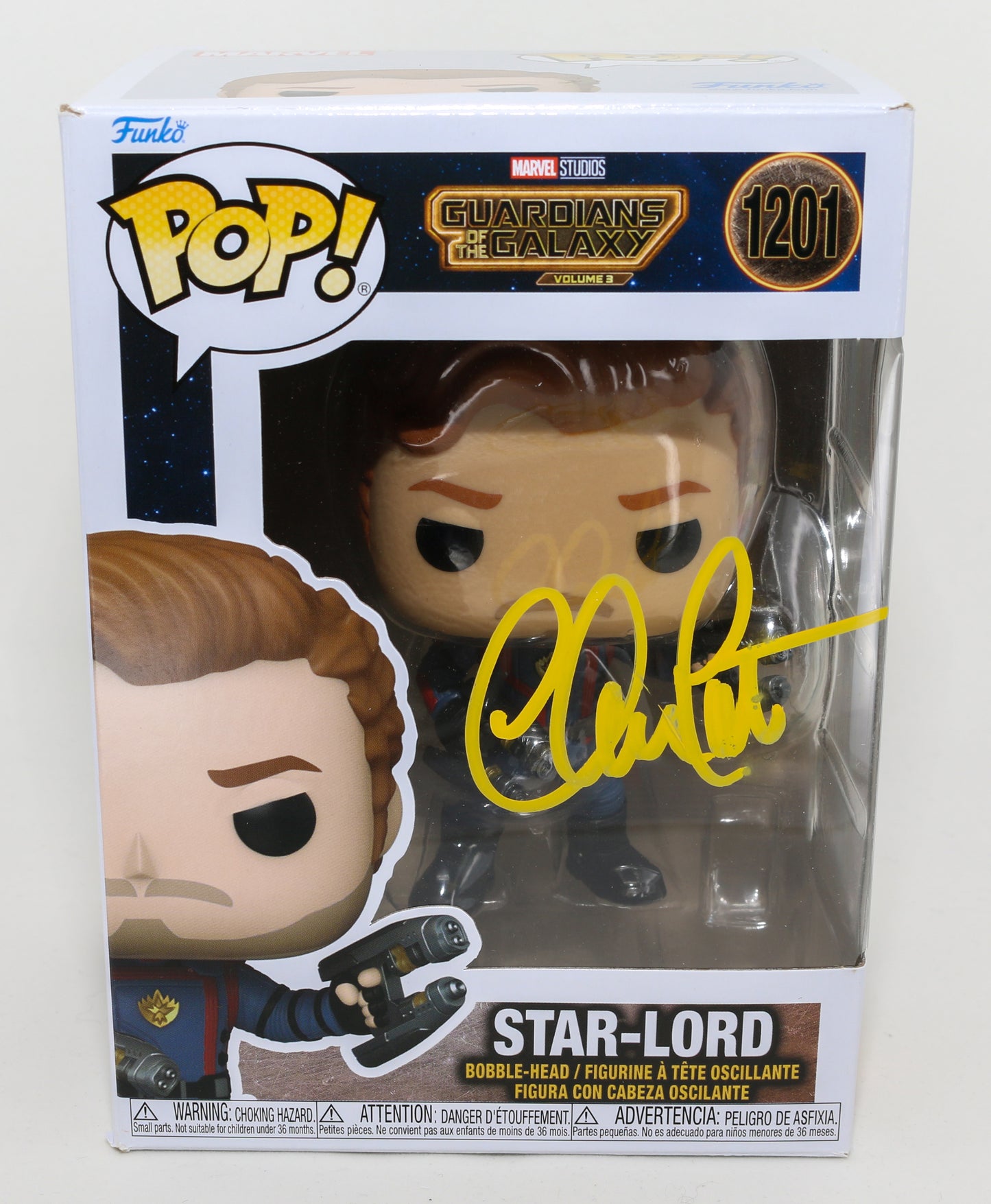 
                  
                    Chris Pratt as Star-Lord in Guardians of the Galaxy Vol. 3 (Autograph COA) Signed Funko POP! #1201
                  
                