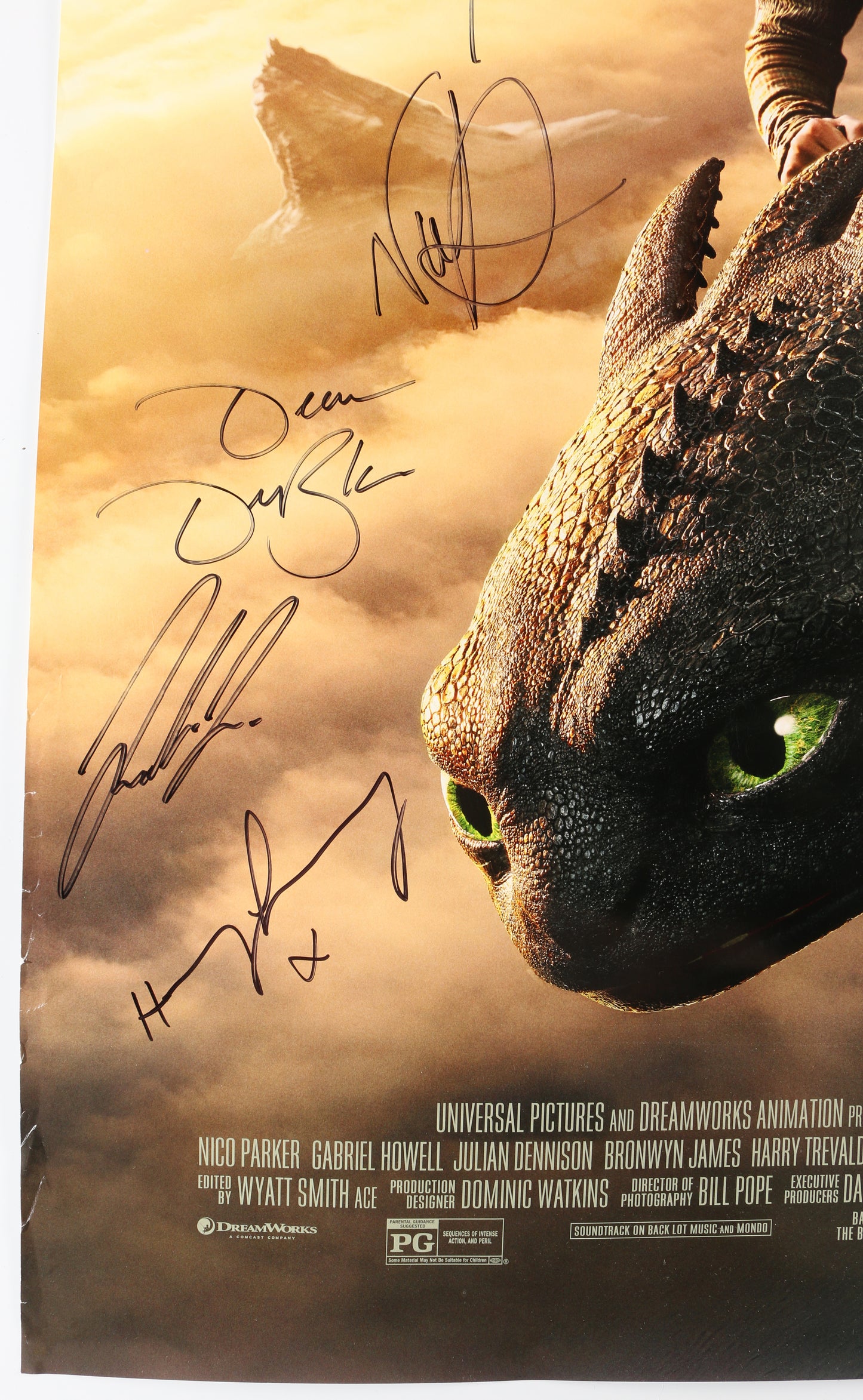 
                  
                    How to Train Your Dragon 27x40 Poster Cast Signed by Gerard Butler, Dean Deblois, Julian Dennison, Nick Frost, Bronwyn James, Nico Parker, Mason Thames, & Harry Trevaldwyn
                  
                