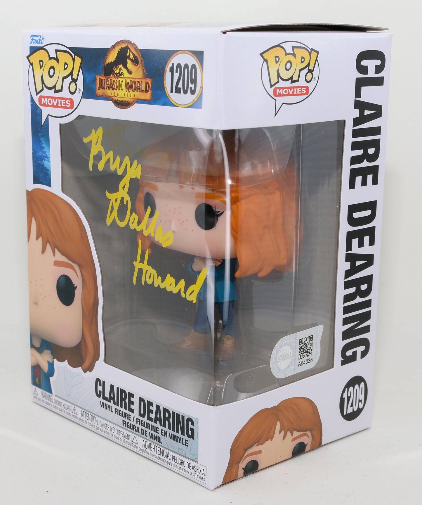 
                  
                    Bryce Dallas Howard as Claire Dearing in Jurassic World Dominion (SWAU) Signed Funko POP! #1209
                  
                