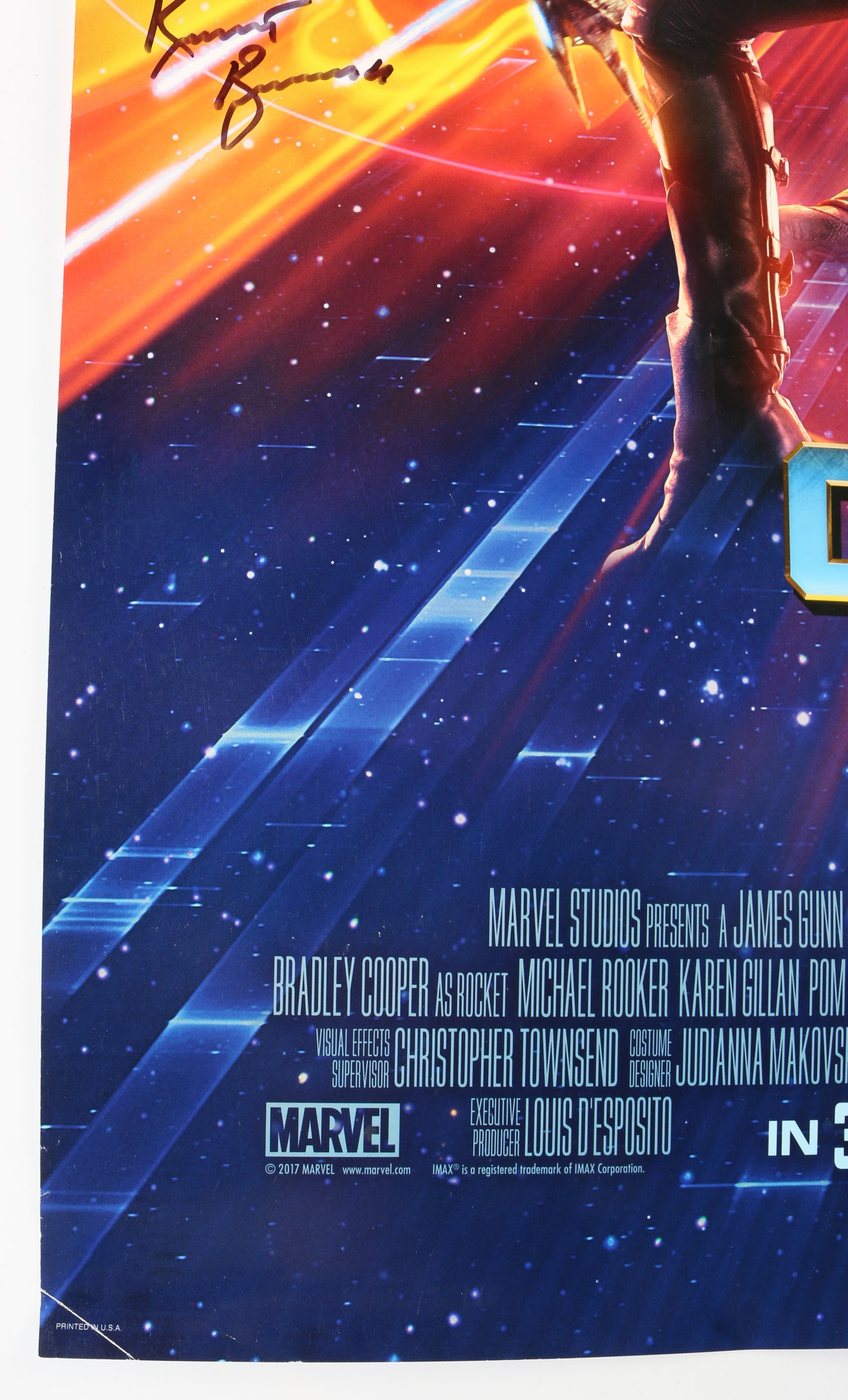 
                  
                    Guardians of the Galaxy Vol. 2 27x40 Poster (SWAU / Beckett Witnessed) Cast Signed by Chris Pratt, Zoe Saldana, Dave Bautista, Sean Gunn, Karen Gillan, Michael Rooker, Pom Klementieff, James Gunn, & Kurt Russell
                  
                