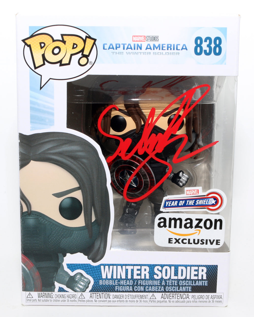 Sebastian Stan as Winter Soldier in Captain America: The Winter Soldier Year of the Shield Amazon Exclusive (Beckett) Signed Funko POP! #838