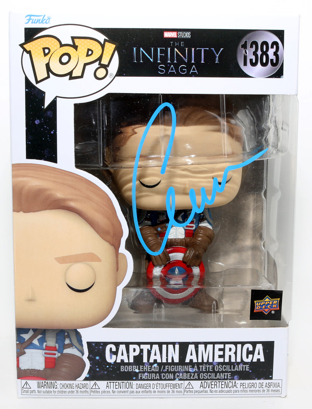 Chris Evans as Captain America in The Infinity Saga Upper Deck Exclusive (SWAU) Signed Funko POP! #1383