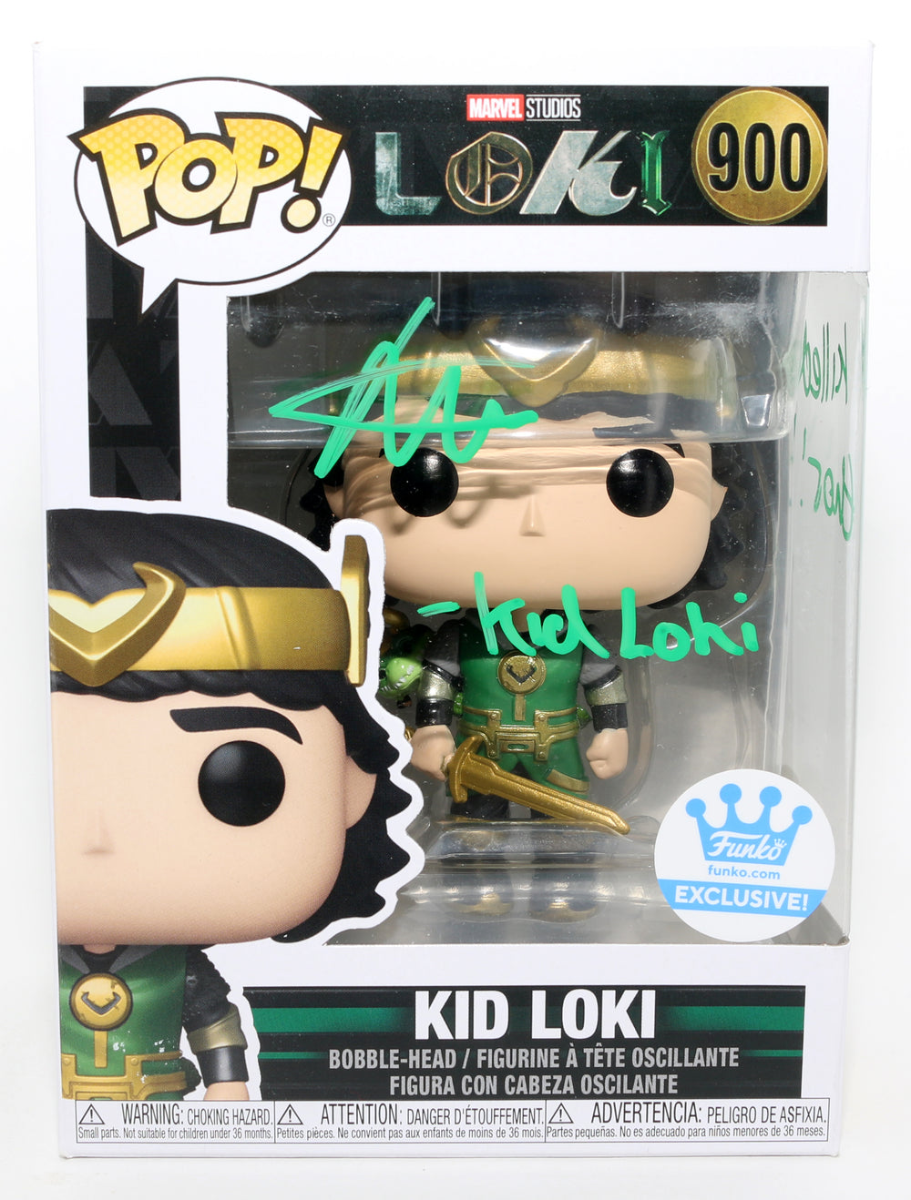 Jack Veal as Kid Loki in Loki Funko Store Exclusive Signed Funko POP! #900 with Character Name & Quote