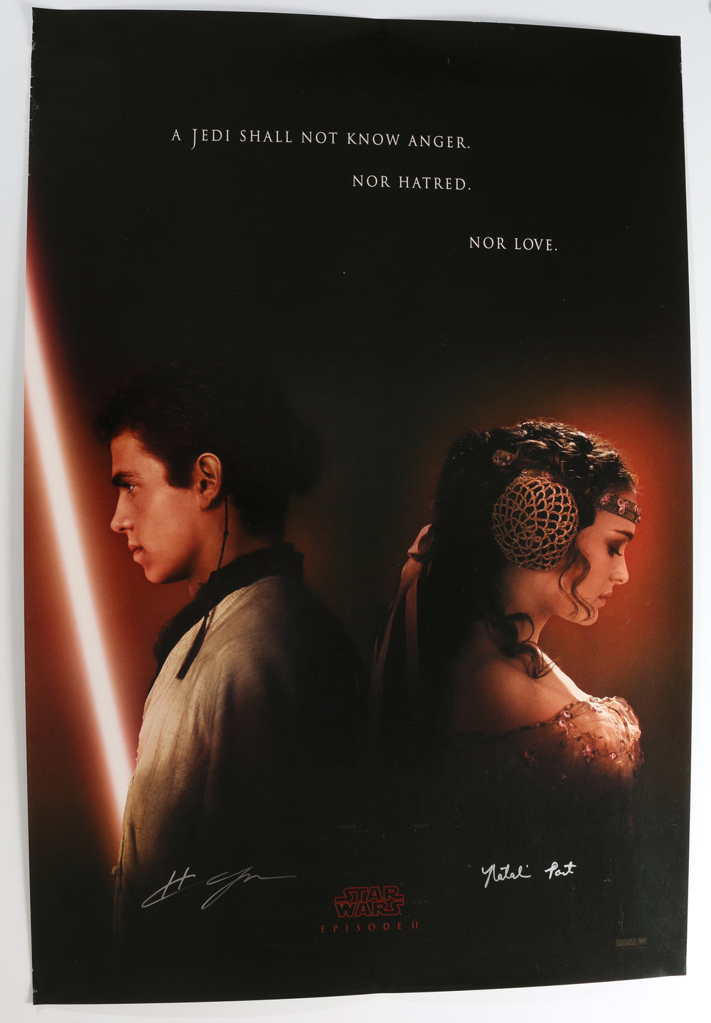 Hayden Christensen as Anakin Skywalker & Natalie Portman as Padme Amidala in Star Wars Episode II: Attack of the Clones (Beckett Witnessed) Signed 27x40 Poster
