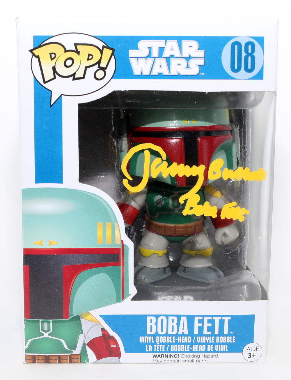 Jeremy Bulloch as Boba Fett in Star Wars: The Empire Strikes Back Signed Funko POP! #08 with Character Name