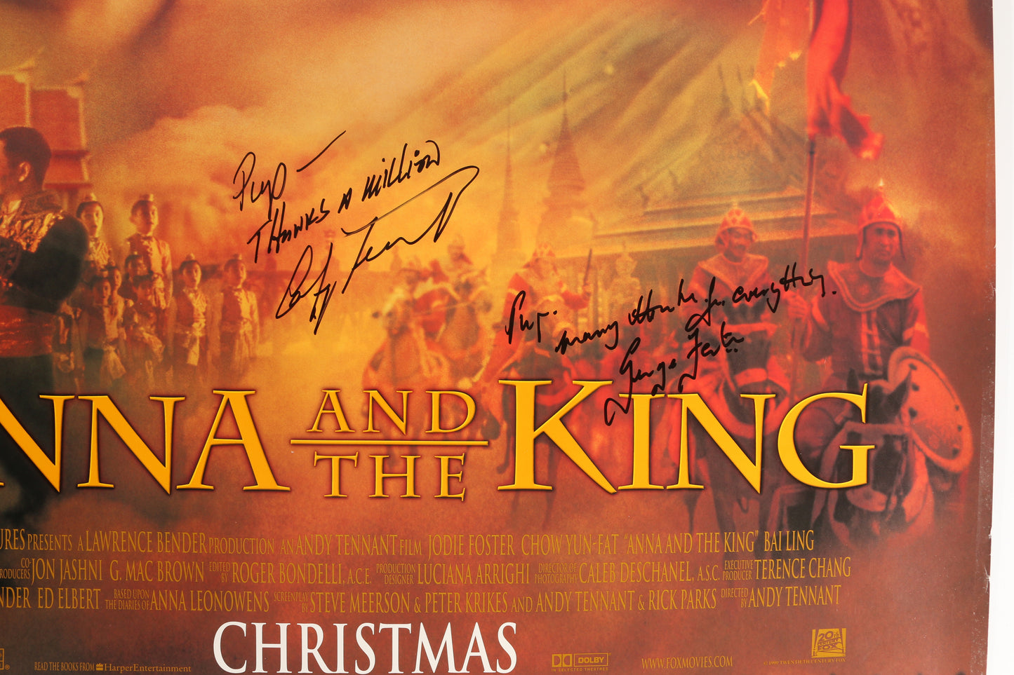 
                  
                    Anna and the King 27x40 Poster (From the Collection of Famed Sound Recordist: Craig "Pup" Heath) Signed by Composer: George Fenton & Director: Andy Tennant
                  
                