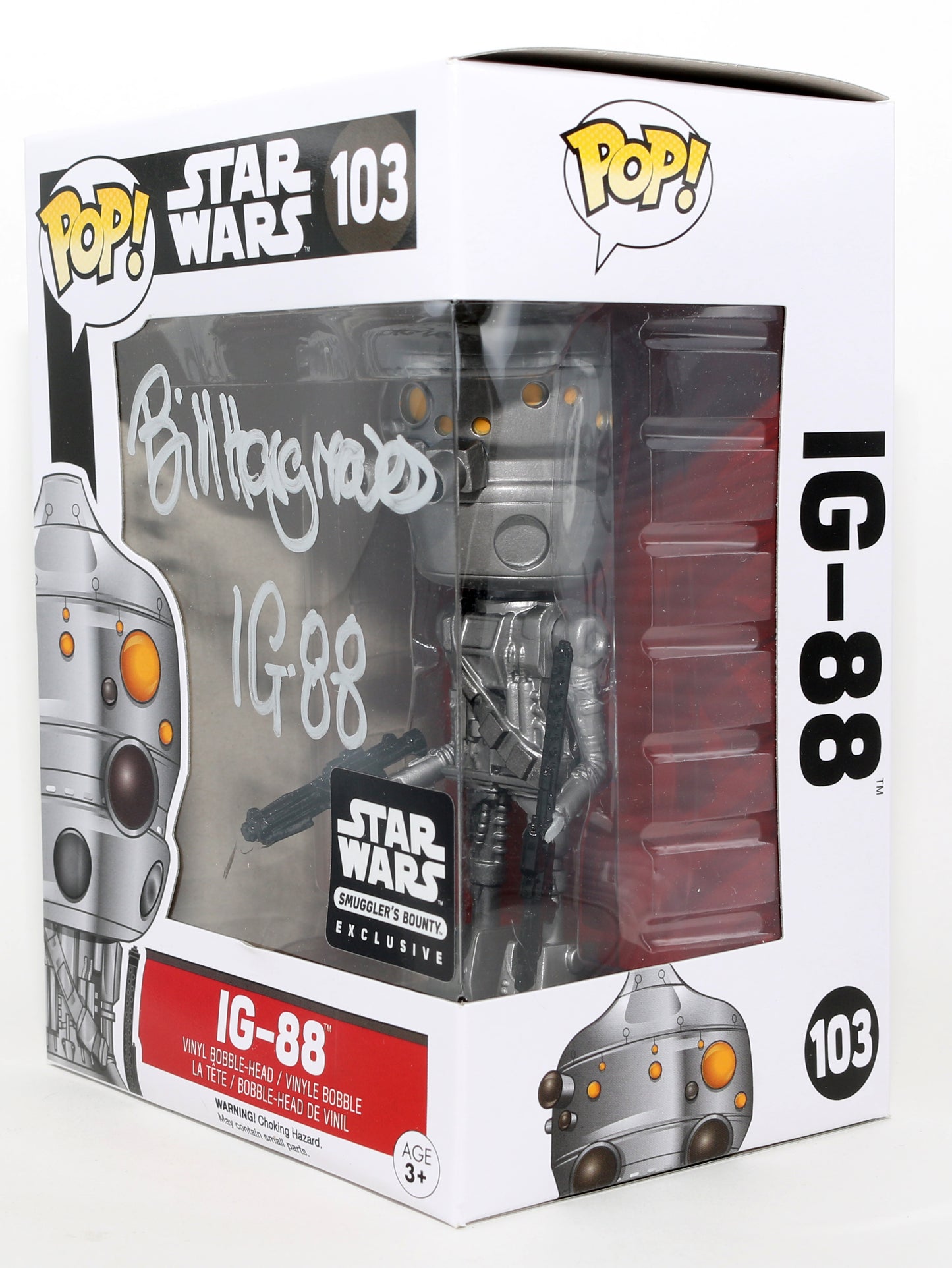 
                  
                    Bill Hargreaves as IG-88 Bounty Hunter in Star Wars: The Empire Strikes Back Smuggler's Bounty Exclusive Signed Funko POP! #103 with Character Name
                  
                