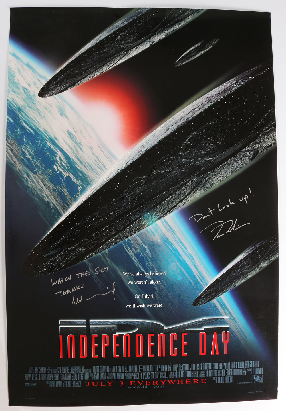 Independence Day 27x40 Poster (From the Collection of Famed Sound Recordist: Craig 
