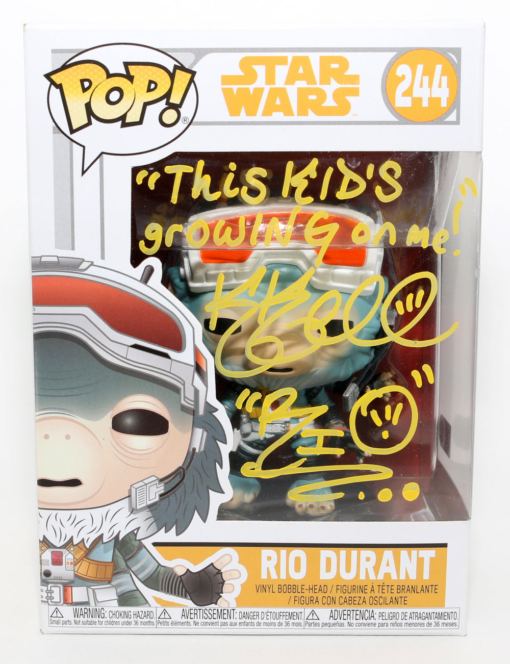 Katy Kartwheel as Rio Durant in Solo: A Star Wars Story (Topps SW Authentics) Signed Funko POP! #244 with Character Name & Quote