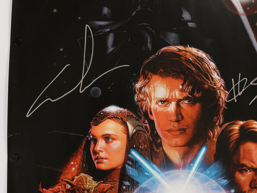 
                  
                    Star Wars Episode III: Revenge of the Sith 30x40 Quad Poster Cast Signed by Hayden Christensen, Ian McDiarmid, Anthony Daniels, & George Lucas
                  
                