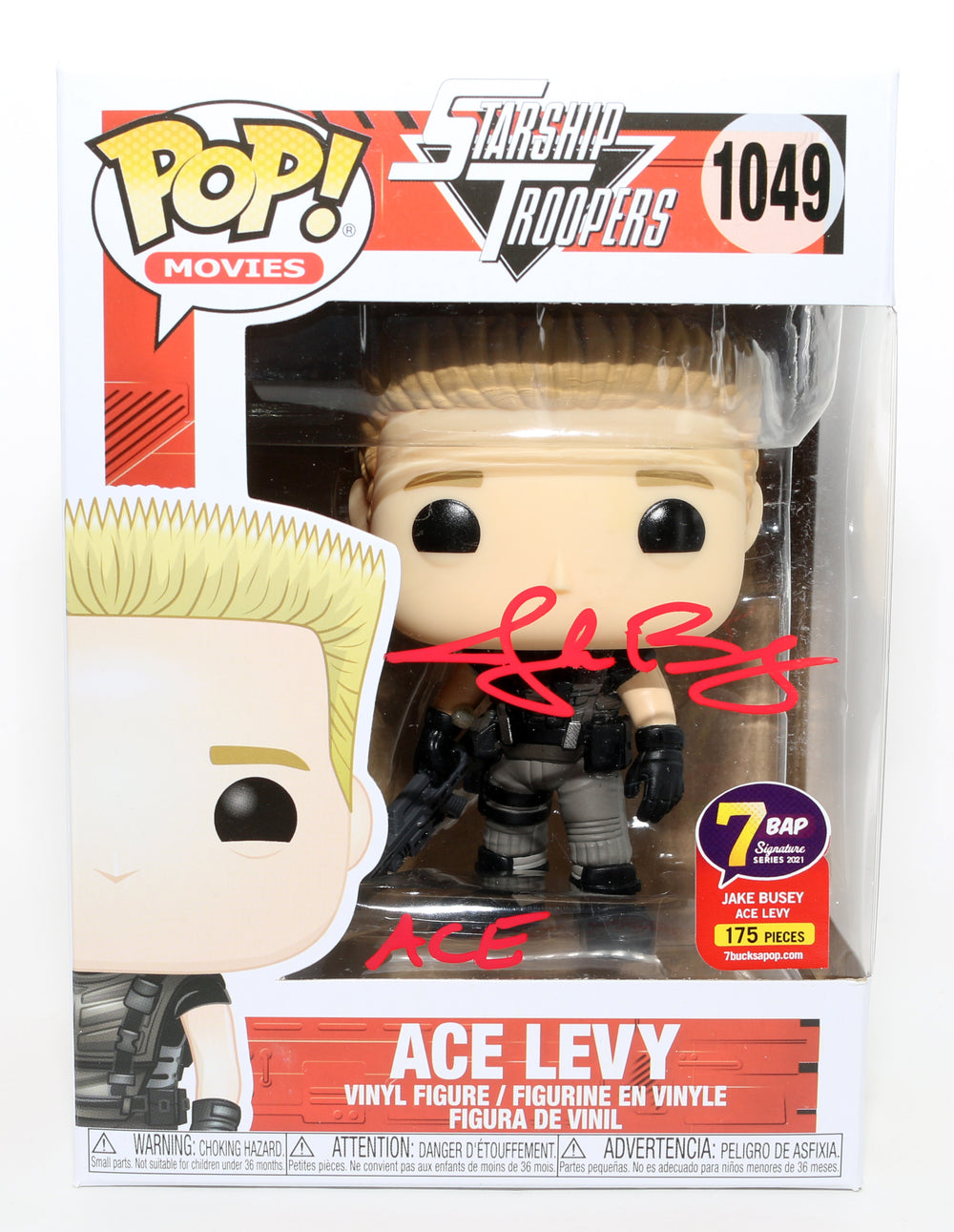 Jake Busey as Ace Levy in Starship Troopers 7BAP Exclusive (Beckett) Signed Funko POP! #1049 with Character Name