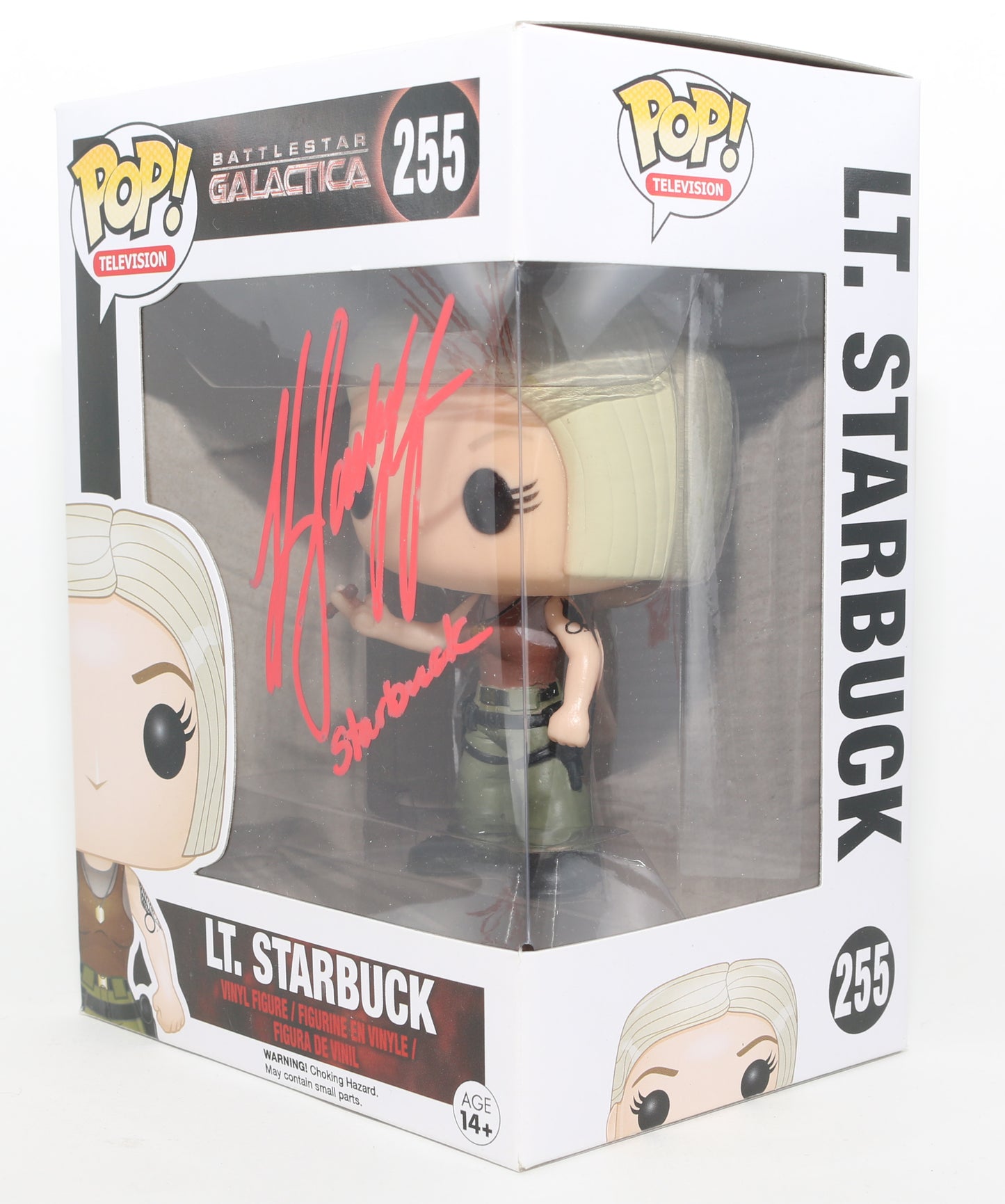 
                  
                    Katee Sackhoff as Lt. Kara 'Starbuck' Thrace in Battlestar Galactica Signed Funko POP! #255 with Character Name
                  
                