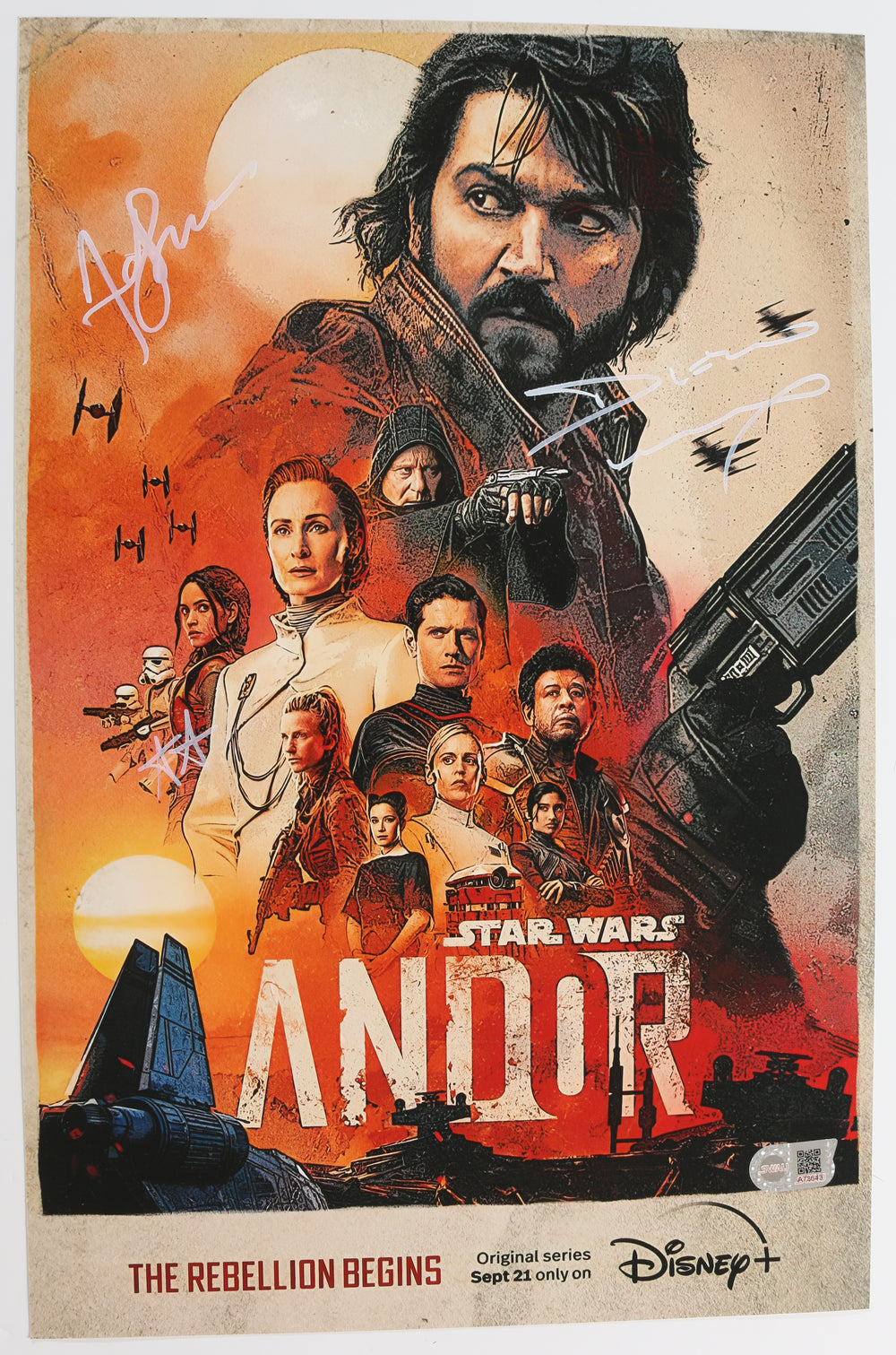 Diego Luna as Andor & Andy Serkis as Kino Loy in Star Wars: Andor (SWAU) Signed 11x17 Mini Poster