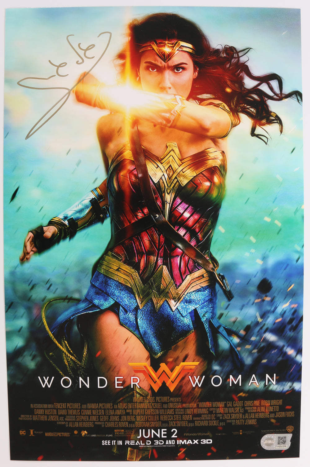 Gal Gadot as Wonder Woman in Wonder Woman (SWAU) Signed 11x17 Mini Poster