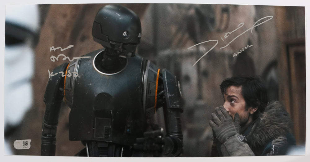 Diego Luna as Cassian Andor & Alan Tudyk as K-2SO in Rogue One: A Star Wars Story (SWAU) Signed 10x20 Photo with Character Names