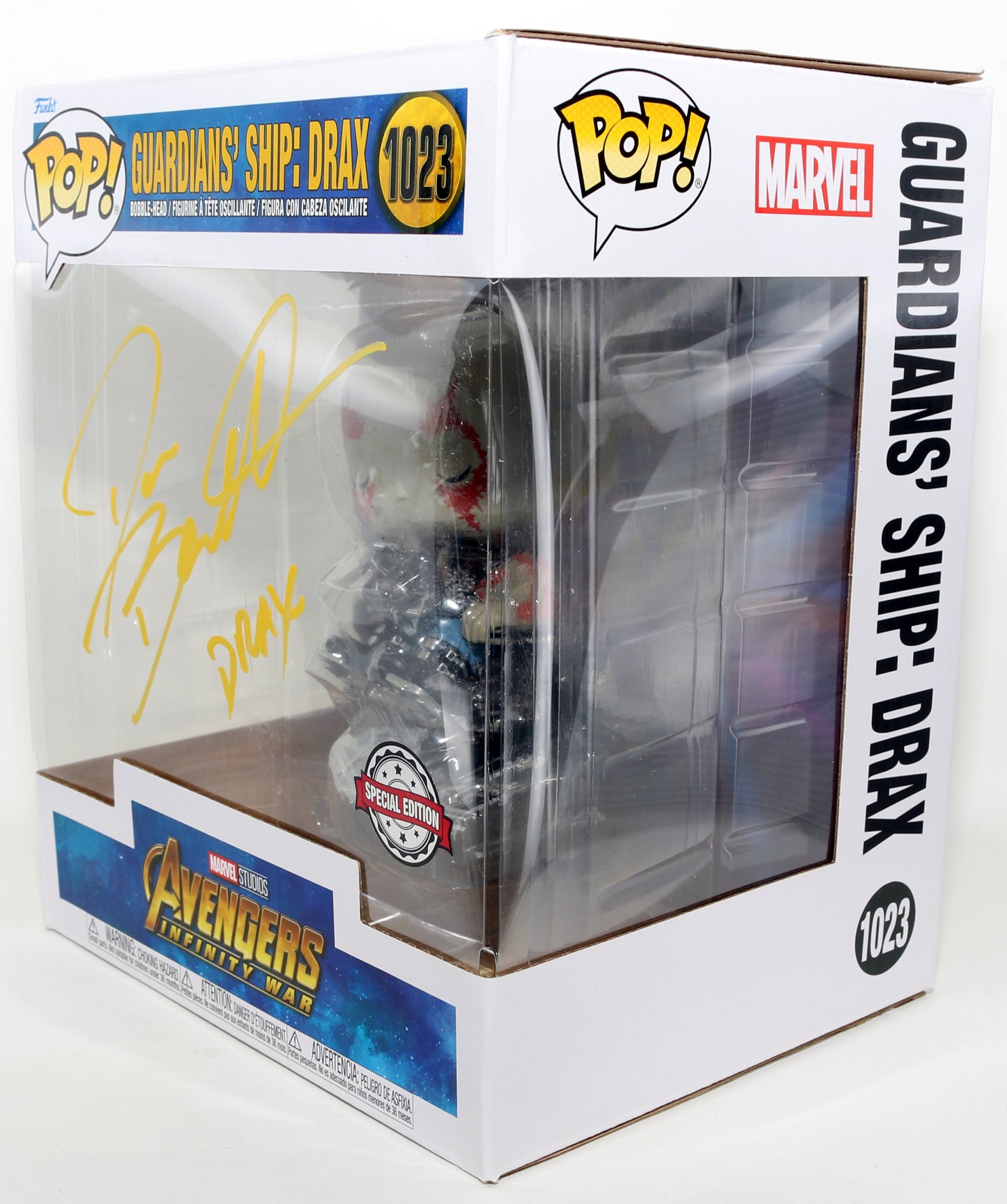 
                  
                    Dave Bautista as Drax in Avengers: Infinity War Special Edition Signed 6-Inch Funko POP! #1023 with Character Name
                  
                
