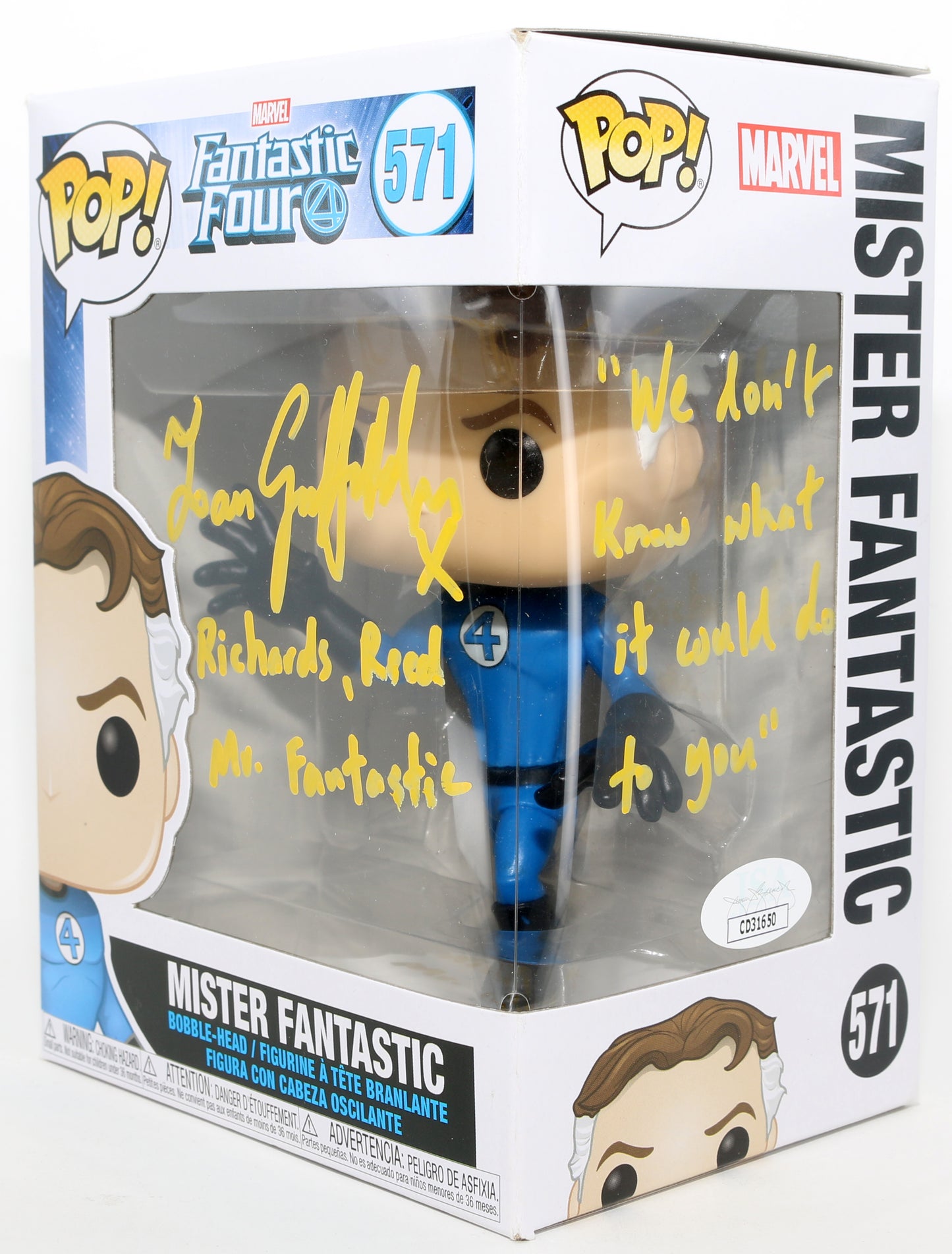 
                  
                    Ioan Gruffudd as Reed Richards / Mr. Fantastic in Fantastic Four (JSA) Signed Funko POP! #571 with Character Name & Quote
                  
                