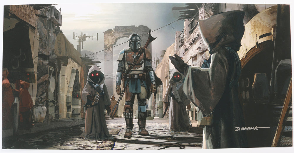 Star Wars: The Mandalorian Concept Art with Jawas 10x20 Photo Signed by Lucasfilm Design Supervisor & Art Director: Doug Chiang