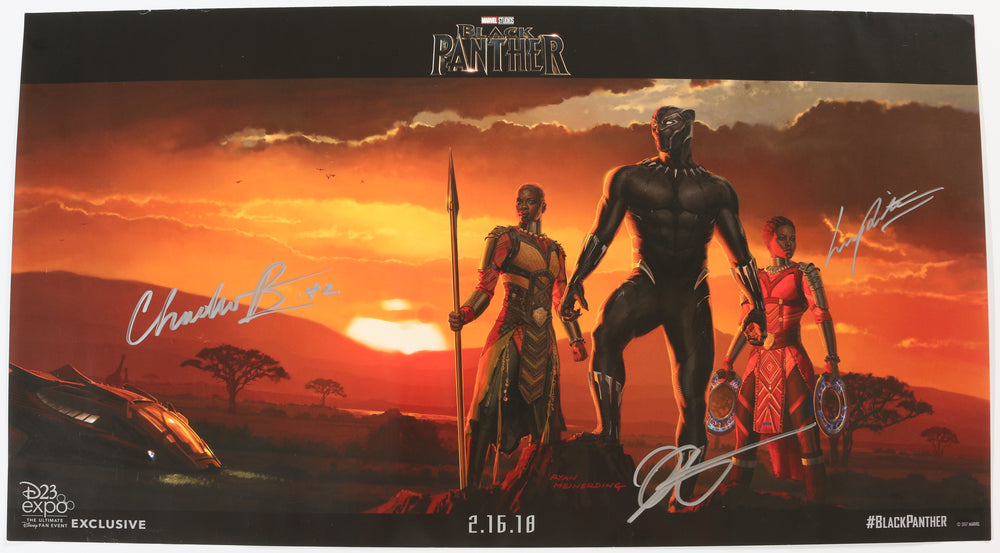 Black Panther 11x20 D23 Expo 2018 Exclusive Poster Signed by Director: Ryan Coogler & Actors: Chadwick Boseman & Lupita Nyong'o