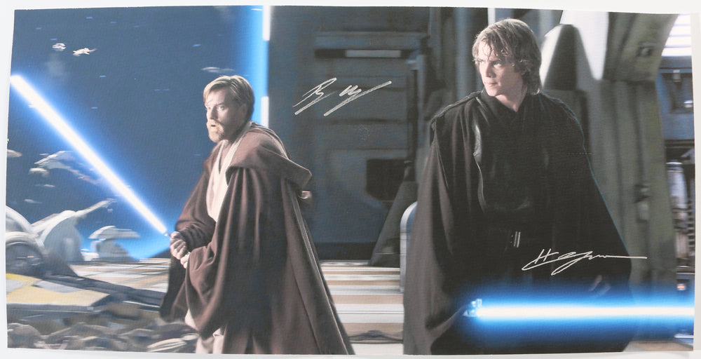 Ewan McGregor as Obi-Wan Kenobi & Hayden Christensen as Anakin Skywalker in Star Wars Episode III: Revenge of the Sith (Beckett Witnessed) Signed 12x24 Art Print