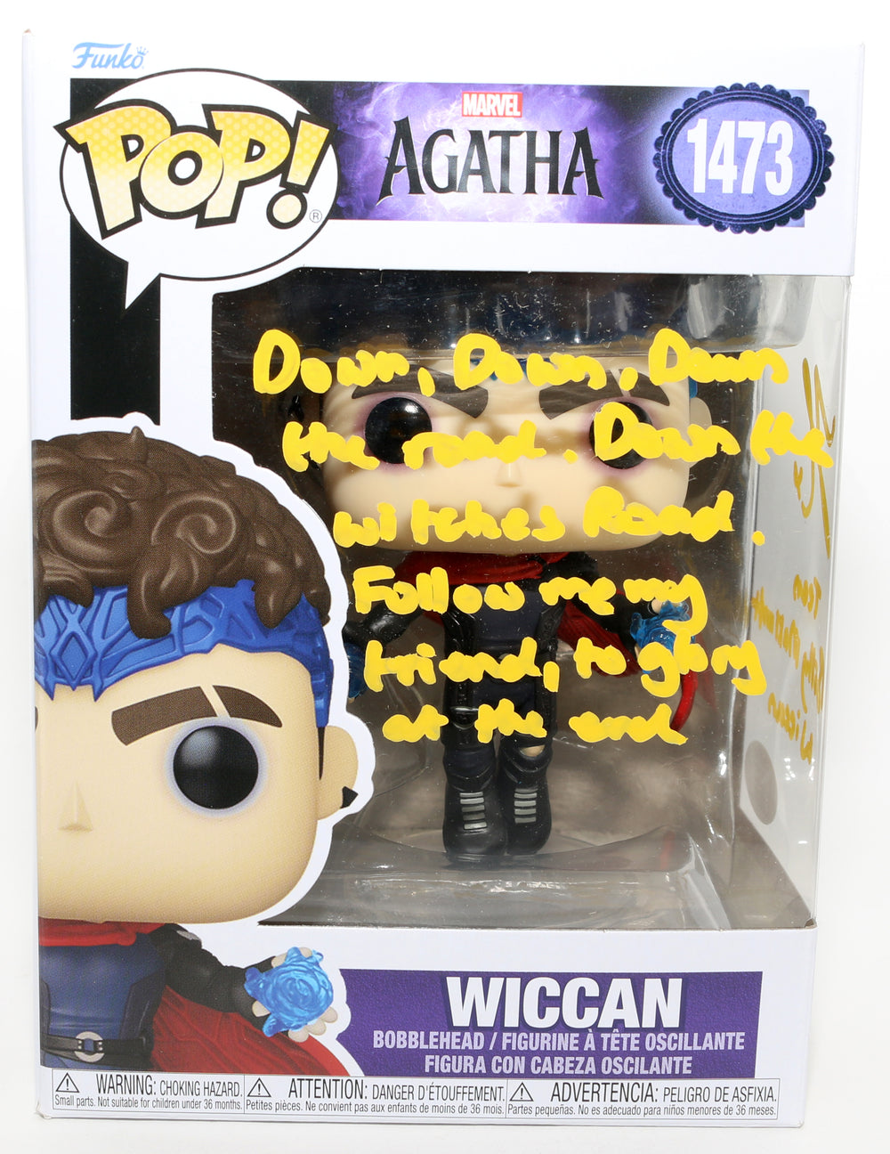 Joe Locke as Wiccan in Agatha All Along (JSA) Signed Funko POP! #1473 with Character Names & Quote