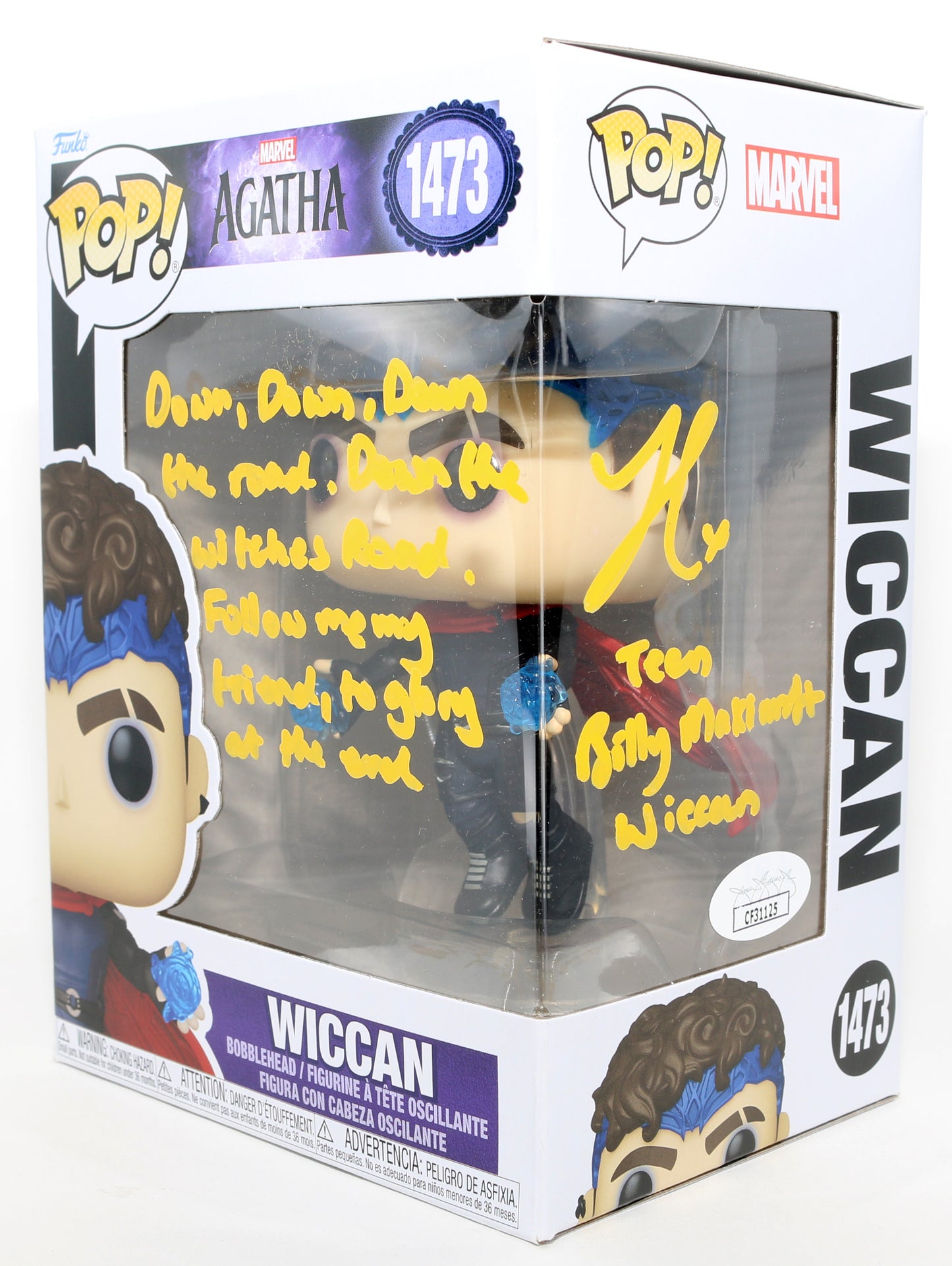 
                  
                    Joe Locke as Wiccan in Agatha All Along (JSA) Signed Funko POP! #1473 with Character Names & Quote
                  
                
