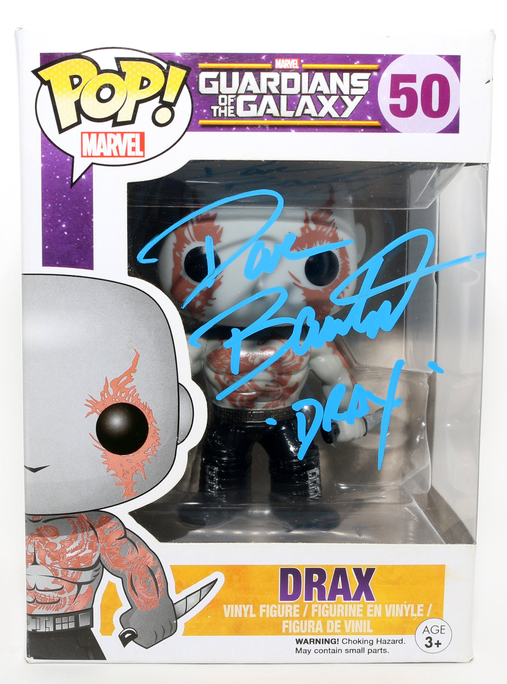 Dave Bautista as Drax in Guardians of the Galaxy Signed Funko POP! #50 with Character Name