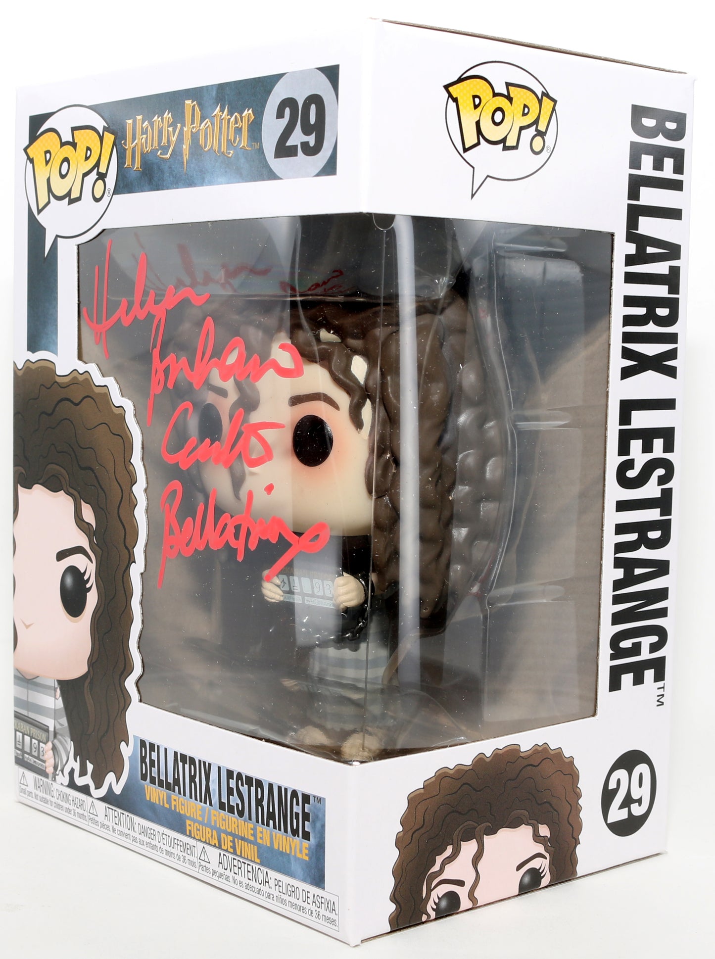 
                  
                    Helena Bonham Carter as Belatrix LeStrange [Prison Outfit] in Harry Potter & The Prisoner of Azkaban Signed Funko POP! #29 with Character Name
                  
                