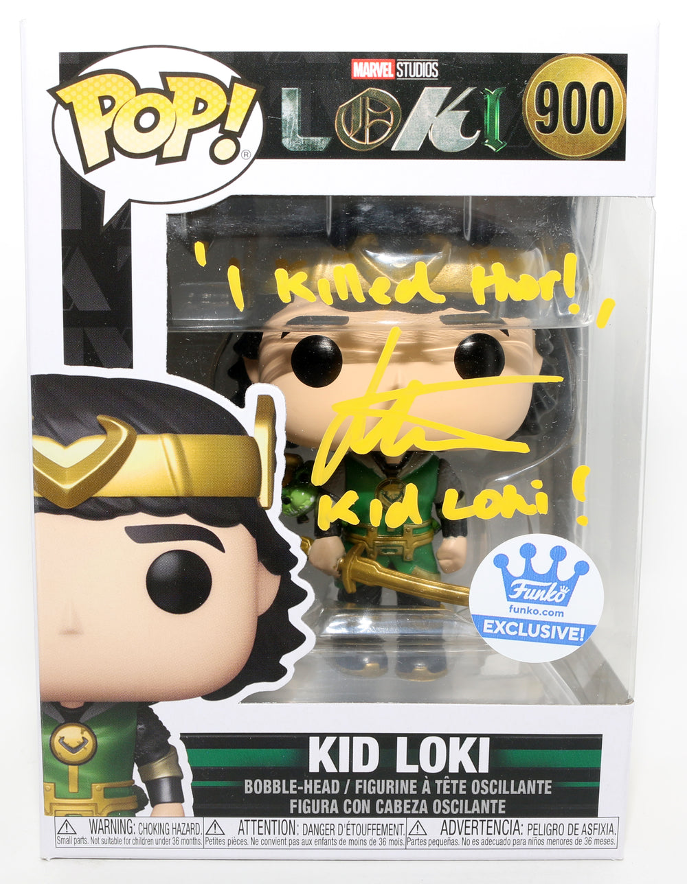 Jack Veal as Kid Loki in Loki Funko Store Exclusive (JSA) Signed Funko POP! #900 with Character Name & Quote
