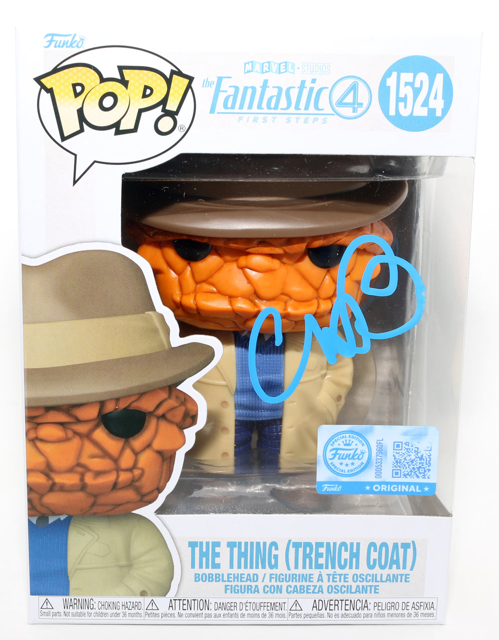 Ebon Moss-Bachrach as Ben Grimm / The Thing [Trench Coat] in The Fantastic Four: First Steps Special Edition Signed Funko POP! #1524