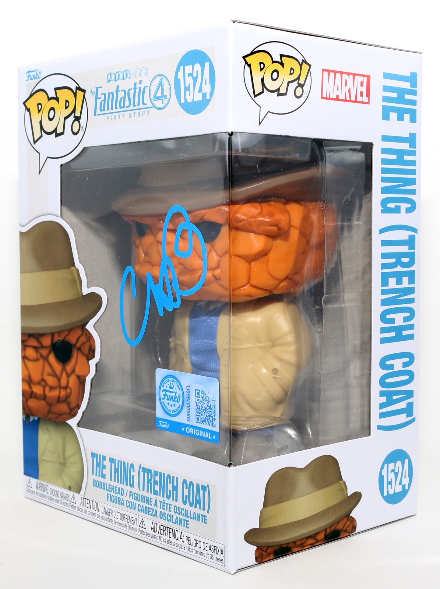 
                  
                    Ebon Moss-Bachrach as Ben Grimm / The Thing [Trench Coat] in The Fantastic Four: First Steps Special Edition Signed Funko POP! #1524
                  
                