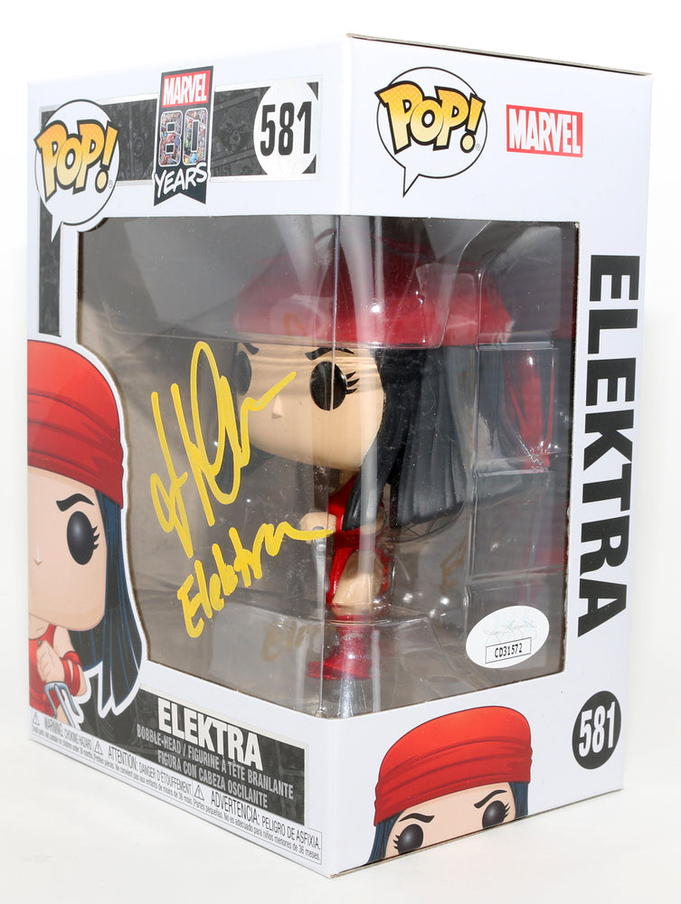 
                  
                    Jennifer Garner as Elektra Natchios in Daredevil (JSA) Signed Funko POP! #581 with Character Name
                  
                