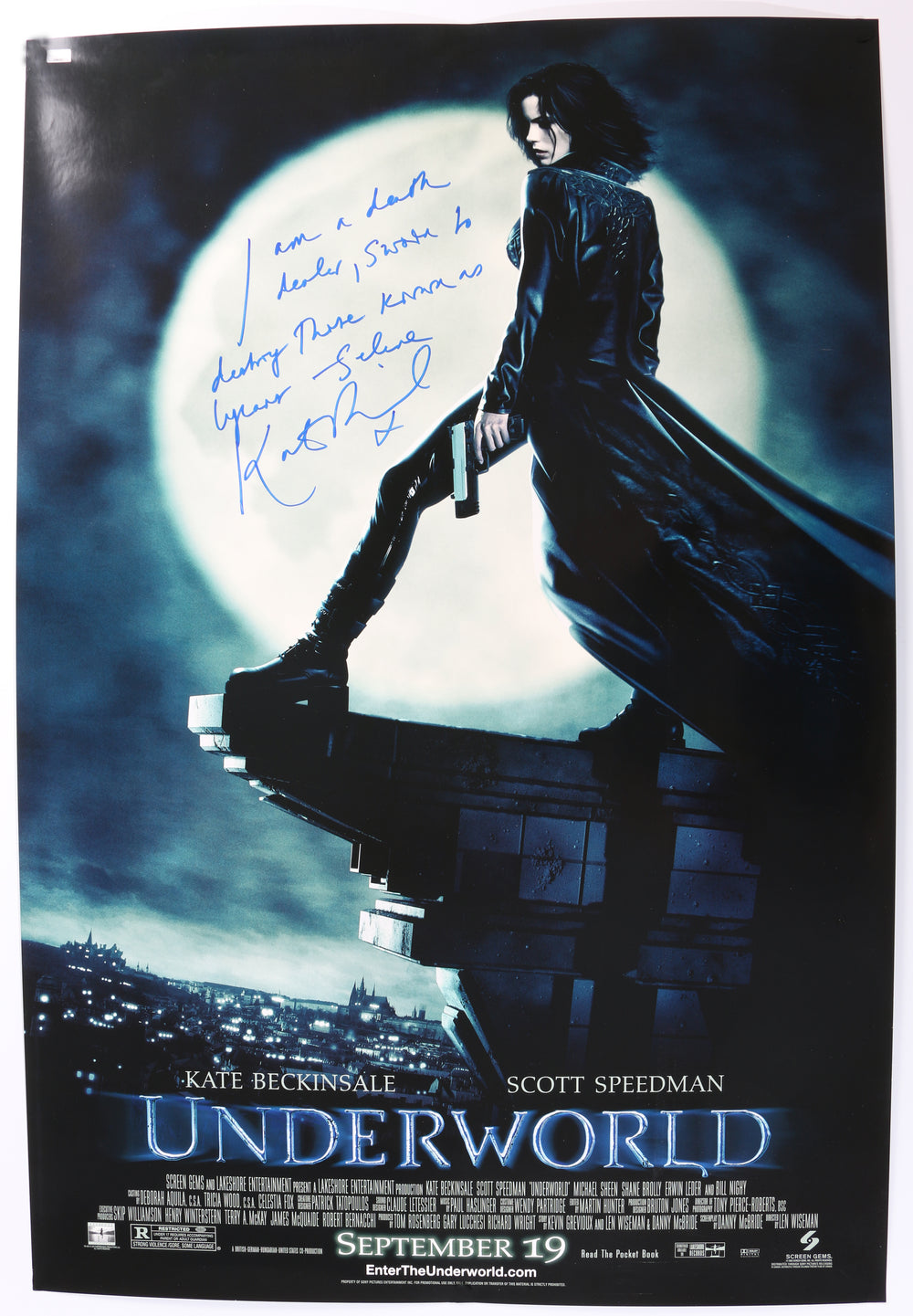 Kate Beckinsale as Selene in Underworld (Celebrity Authentics) Signed 27x40 Poster with Character Name & Quote