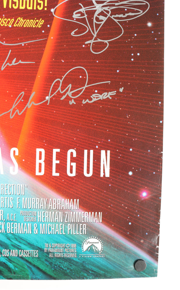 
                  
                    Star Trek: Insurrection 27x39.5 Poster Cast Signed by Patrick Stewart, Jonathan Frakes, Brent Spiner, Marina Sirtis, Gates McFadden, LeVar Burton, & Michael Dorn
                  
                