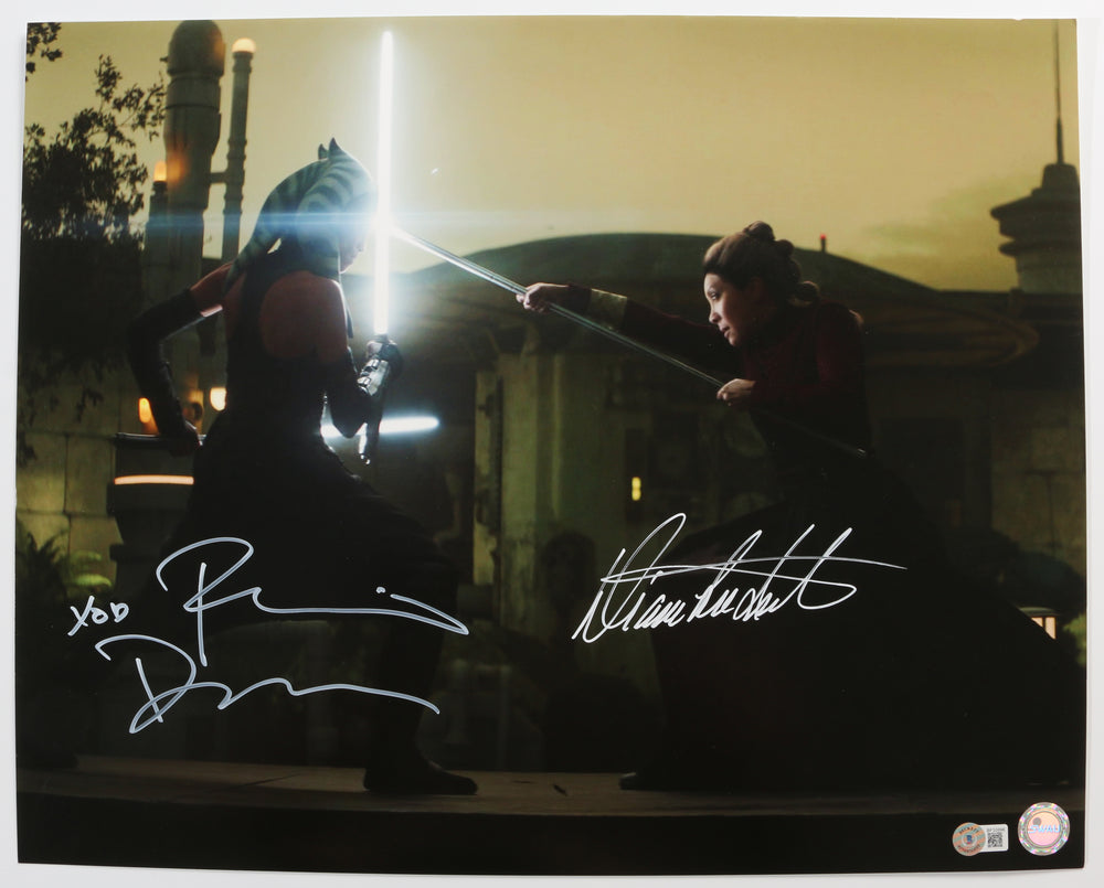 Rosario Dawson as Ahsoka Tano vs. Diana Lee Inosanto as Morgan Elsbeth in Star Wars: The Mandalorian (SWAU / Beckett) Signed 16x20 Photo