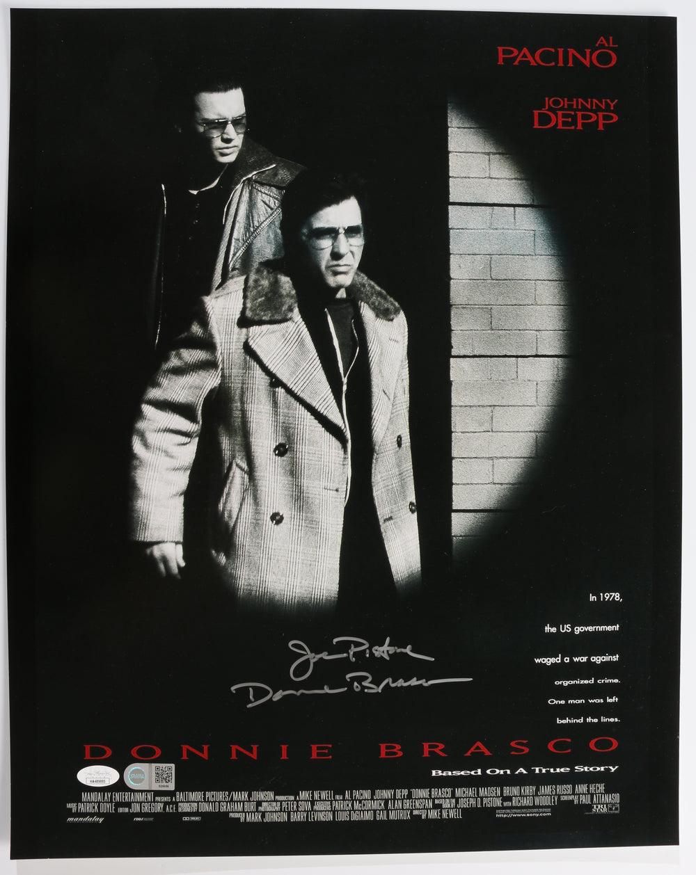 Donnie Brasco (JSA / SWAU) 16x20 Photo Signed by Joe Pistone the Real Donnie Brasco