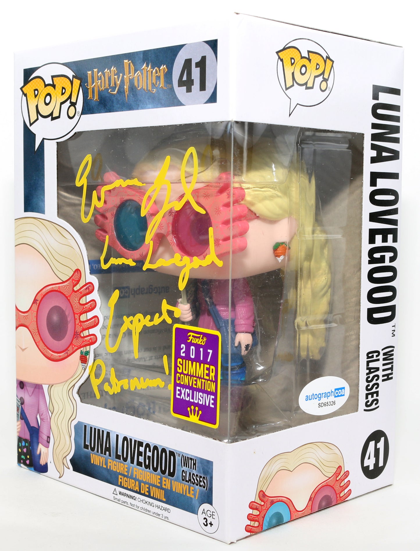 
                  
                    Evanna Lynch as Luna Lovegood in Harry Potter & the Half-Blood Prince 2017 Summer Con Exclusive Signed Funko POP! #41 with Character Name & Quote
                  
                