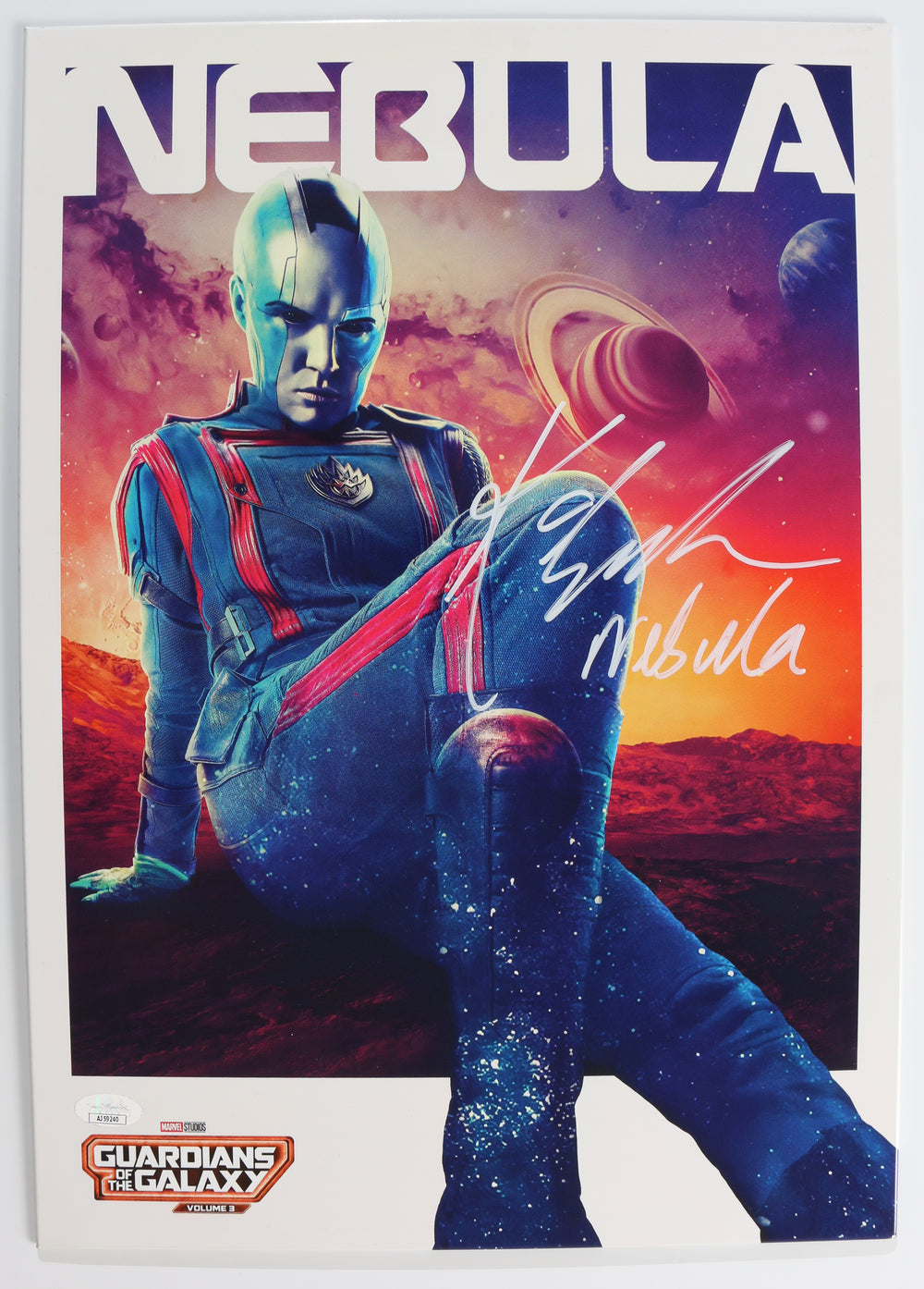 Karen Gillan as Nebula in Guardians of the Galaxy Vol 3 (JSA) Signed 12.5x17.75 Metal Sign Mini Poster with Character Name