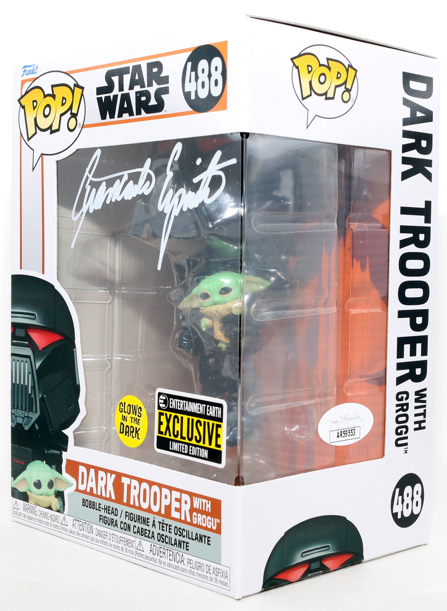 
                  
                    Giancarlo Esposito as Dark Trooper Moff Gideon in Star Wars: The Mandalorian (JSA) Signed Funko POP! #488
                  
                