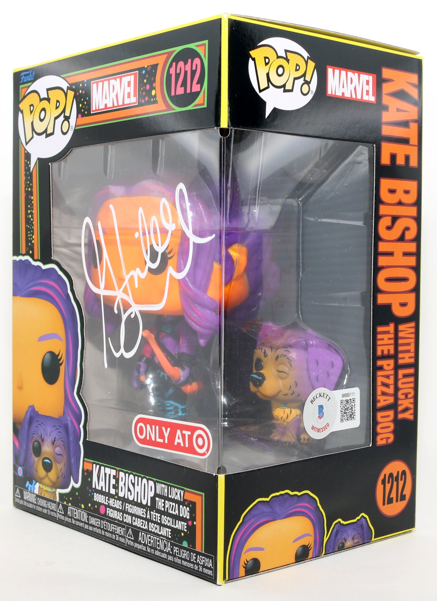 
                  
                    Hailee Steinfeld as Kate Bishop in Hawkeye Blacklight Target Exclusive (Beckett Witnessed) Signed Funko POP! #1212
                  
                