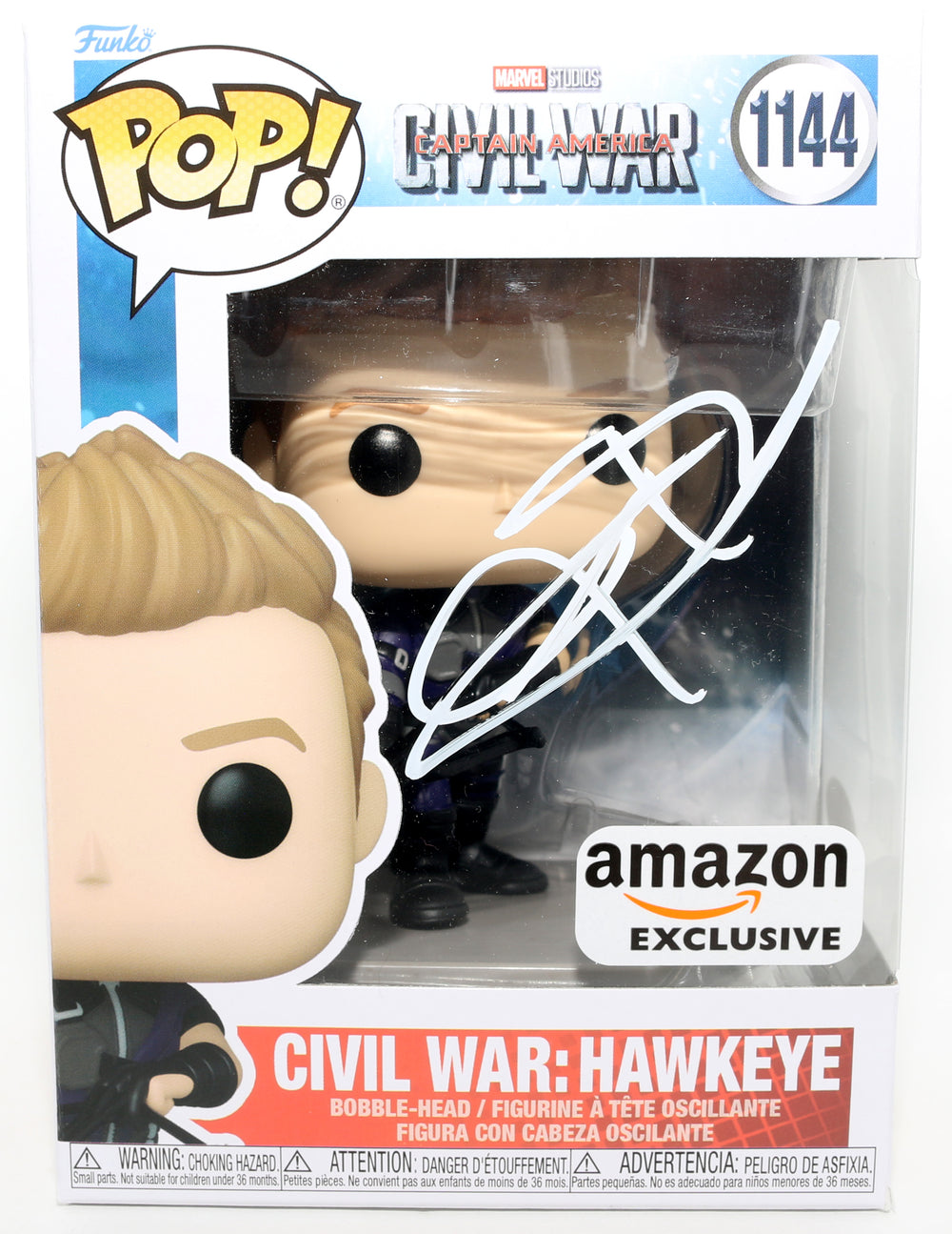 Jeremy Renner as Hawkeye in Captain America: Civil War Amazon Exclusive (JSA) Signed Funko POP! #1144