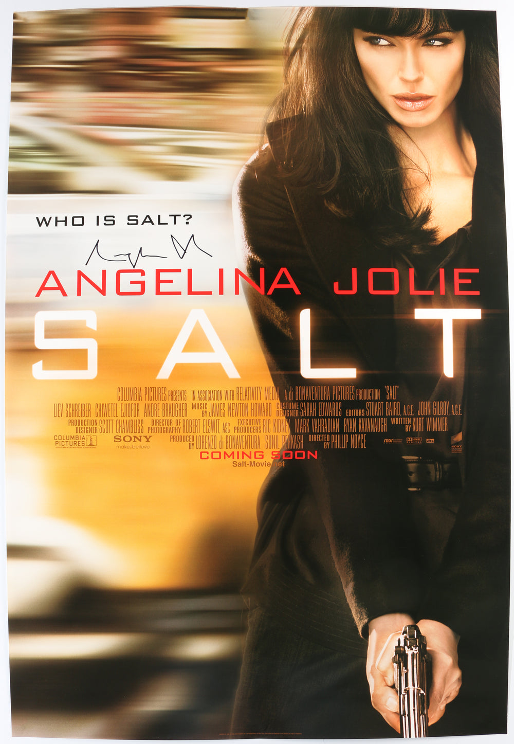 Angelina Jolie as Evelyn Salt in Salt Signed 27x40 Poster