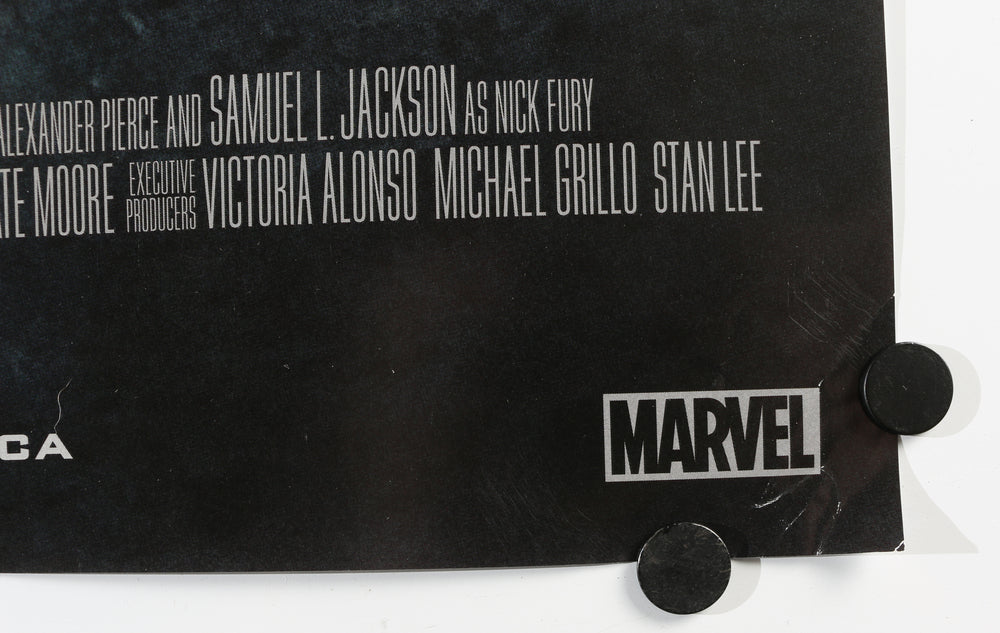
                  
                    Chris Evans as Steve Rogers / Captain America & Sebastian Stan as Bucky Barnes / Winter Soldier in Captain America: The Winter Soldier Signed 26x40 Poster with Character Name
                  
                