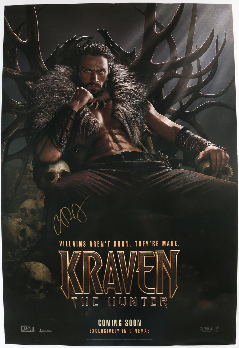 Aaron Taylor-Johnson as Sergei Kravinoff in Kraven the Hunter Signed 27x40 Poster