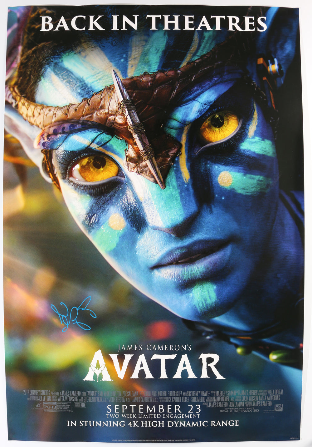 Zoe Saldaña as Neytiri in James Cameron's Avatar Signed 27x40 Poster