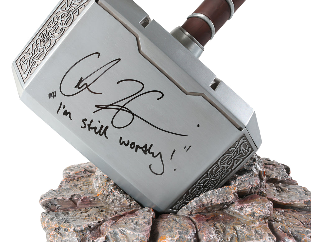 Thor Mjolnir Heavy Metal & Leather Prop Replica Hammer Signed by