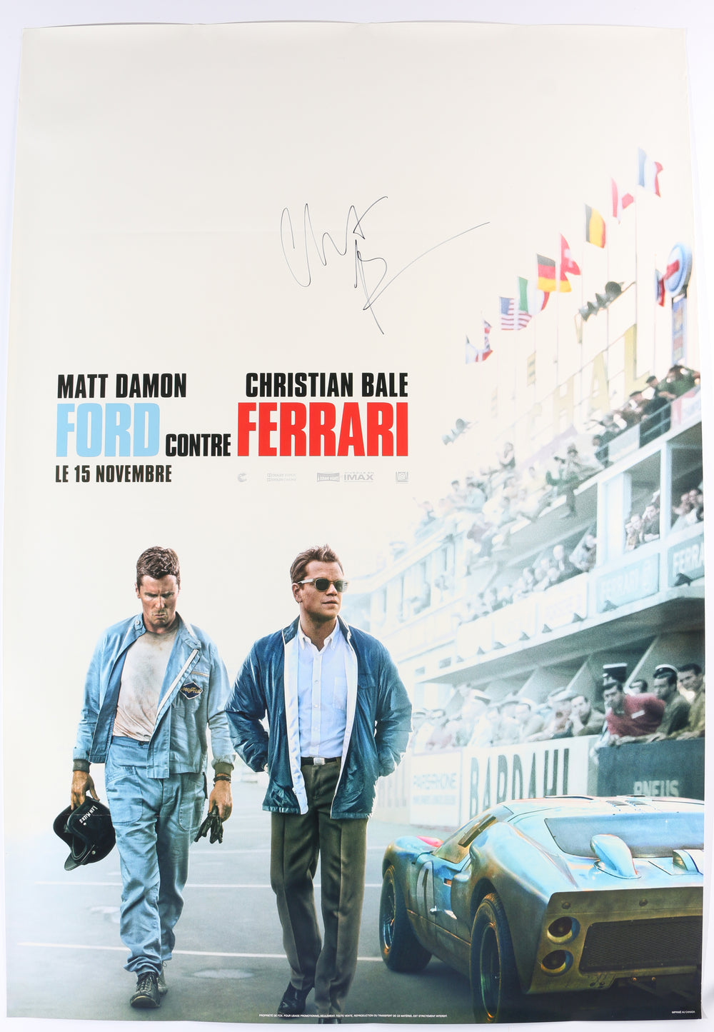 Christian Bale as Ken Miles in Ford v Ferrari Signed 27x40 Poster