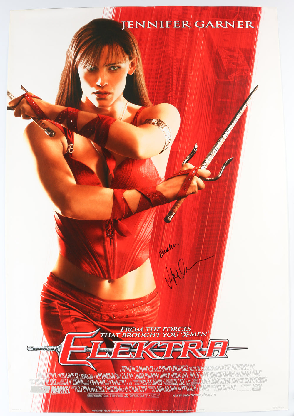 Jennifer Garner as Elektra Natchios in Elektra Signed 27x40 Poster with Character Name