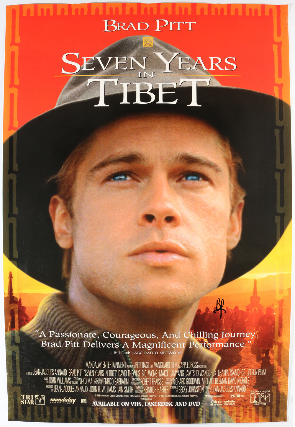 Brad Pitt as Heinrich Harrer in Seven Years in Tibet Signed 27x40 Poster